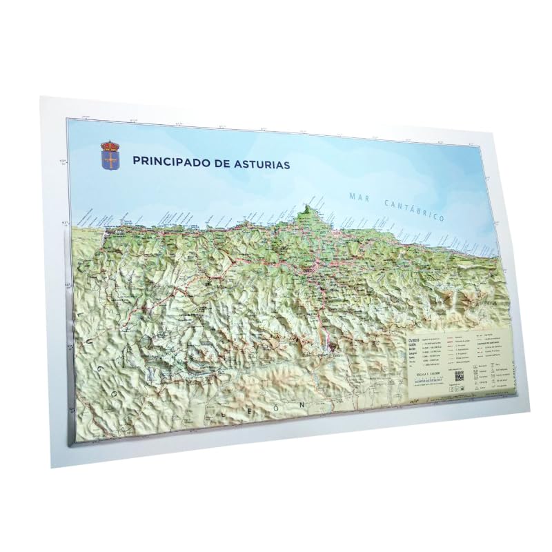 Mapa en relieve de Asturias 45 x 32 cm