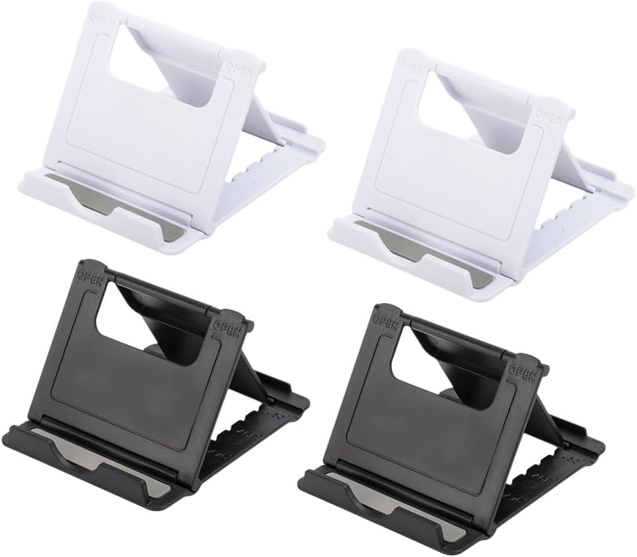 Cell Phone Stand Holder Hand Free Adjustable Multi-Angle Universal Tablet Stand Portable Adjustable Foldable Pocket Size Desk Desktop iPhone 13 12 Pro All Smartphones 4 Pack (Black White) Cell Phone Stand Holder Hand Free Adjustable Multi-Angle Universal Tablet Stand Portable Adjustable Foldable Pocket Size Desk Desktop iPhone 13 12 Pro All Smartphones 4 Pack (Black White)