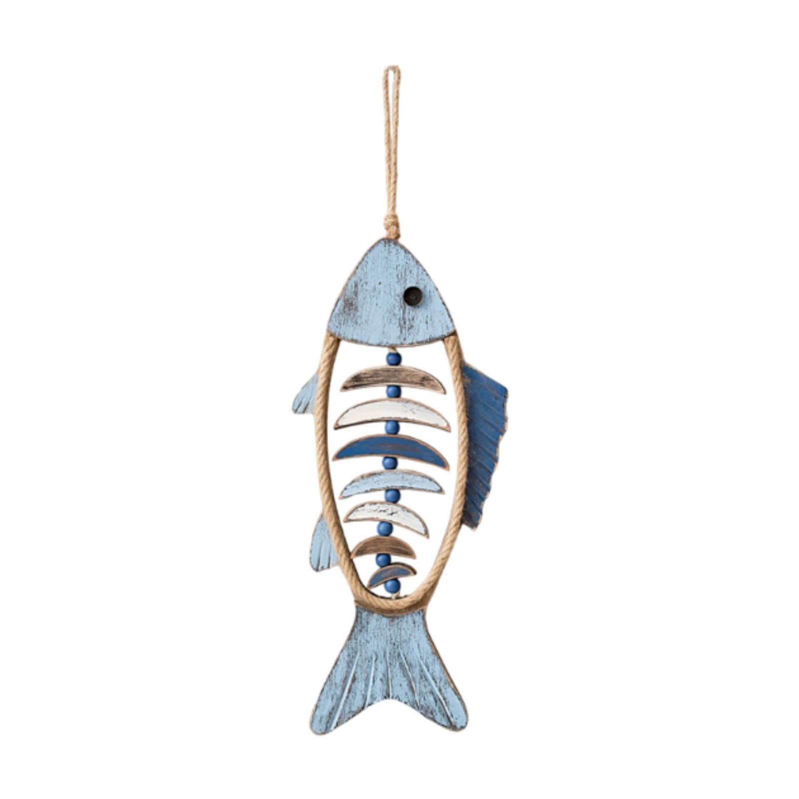 Sculpture murale en bois poisson 47x21cm pour chambre d'enfant et maison