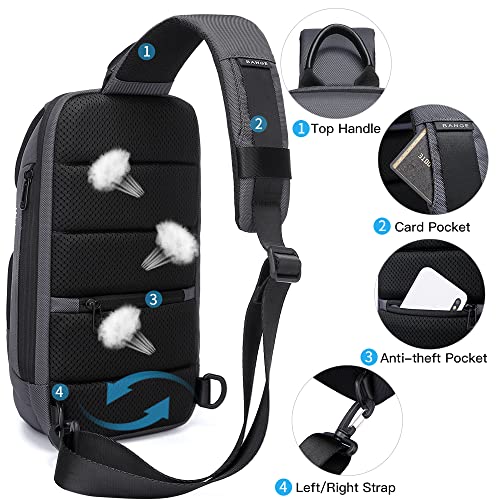 Image of BANGE Sling Bag, Waterproof Men's Chest Bag Shoulder bags Crossbody Sling Backpack for Men, 7565grey, Durable
