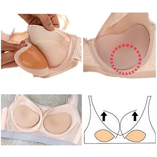 Image of Sticky Bra Inserts, Soft Lightweight Adhesive Bra Pads Push up Bikini Padding Reusable Washable Breast Enhancer