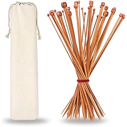 H&S Bamboo & Wooden Knitting Needles Set with Case Cover