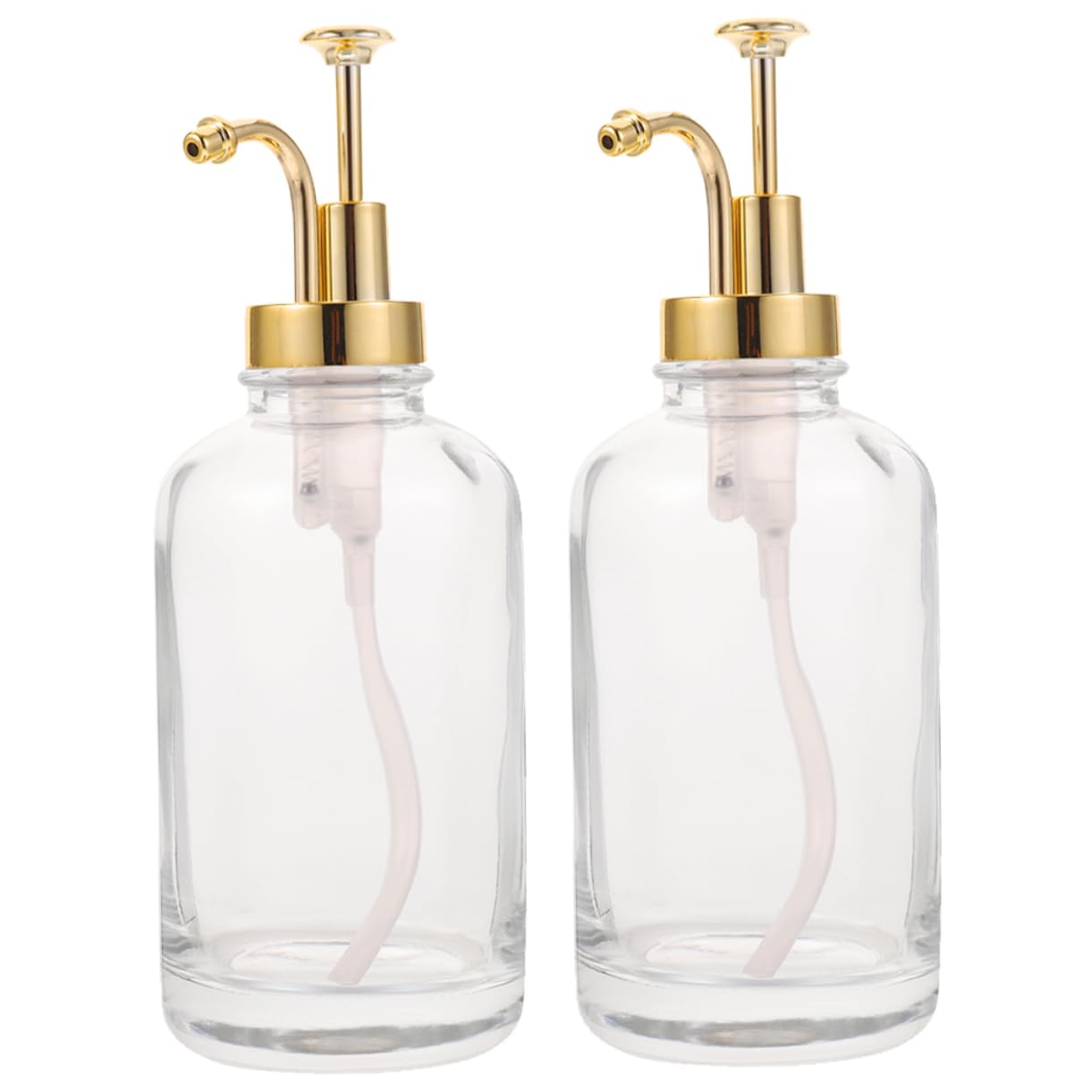 Cabilock 2pcs Transparent Glass Syrup Dispenser with Pump Multi Use Honey Jam and Syrup Bottle Sturdy and Practical for Kitchen Bar Use and More