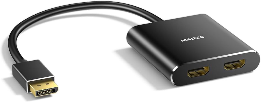 DisplayPort to Dual HDMI Adapter 4K@60Hz, MST Hub for Dual Monitors Windows | DP 1.2 Input, 4K@60Hz Display Port to HDMI Splitter,MST Extended Desktop, for Windows PC, NVIDIA/AMD Graphic Card