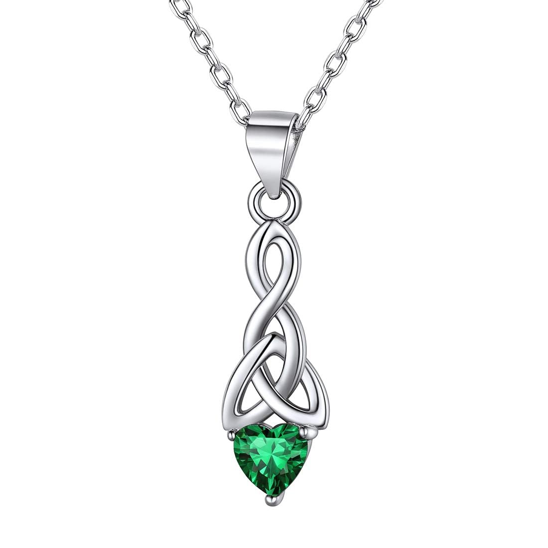 925 Sterling Silver Celtic Knot Birthstone Pendant Necklace for Women Simulated 12 Month Birthstone Jewelry(with Gift Box)