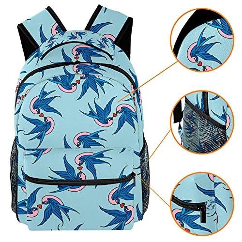 Sac à dos d'école multicolore mixte style décontracté imprimé oiseaux - 3