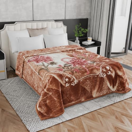 Image of Signature Special Limited Edition Super Soft Double Layered Blanket - 1100 GSM Winter Luxury - Reversible, Ultra Warm & Plush - King & Single Bed (Dahlia Garden, Double)