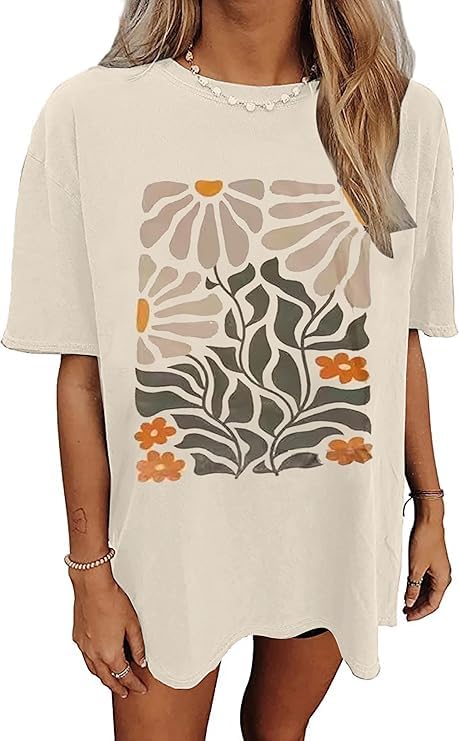 Oversized Nashville Music City T-Shirt Women Oversized Shirts Rock Band Tshirt Vintage Guitar Wings Graphic Tees (US Alpha Medium Regular Regular apricot1)