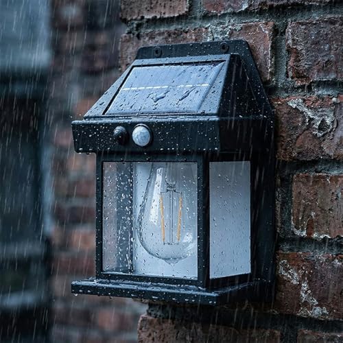 Image of Oblivion Solar Light - Waterproof Wall Light Outdoor, Wireless Dusk to Dawn LED Porch Lantern with 3 Lighting Modes, Solar Power Exterior Lamp for Garden, Balcony, Pathway & Home Lighting (Pack of 1)