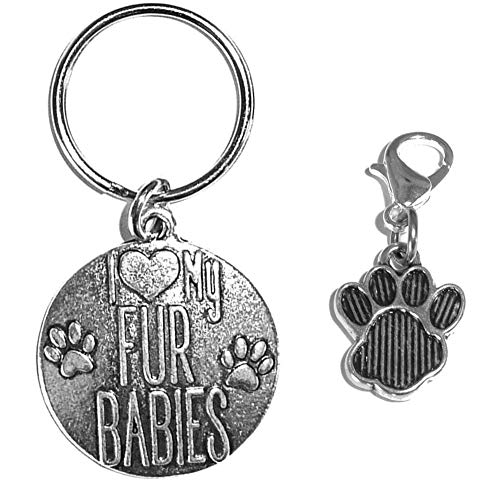 Hidden Hollow Beads Custom Pet Dog and Cat Tags, Funny Cute Charm Sayings for Your Pet's Collar. for Pet Lovers. (I Love My Fur Babies Charm)