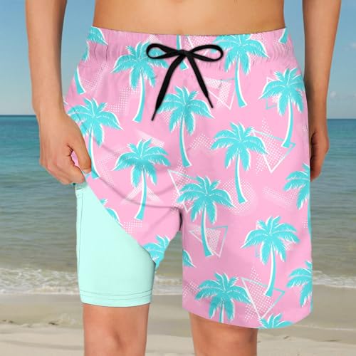 Image of Cozople Boys Swim Trunks Compression Liner Swim Shorts Quick Dry Bathing Suit with Boxer Brief Swimwear 2-20T