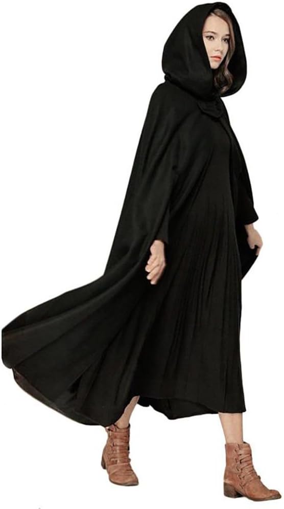 Medieval Cloak Warm Long Cape Goth Robe Clothes Loose Shawl Poncho Coat Jacket Outwear Women Turtleneck Hooded Open Front Cardigans