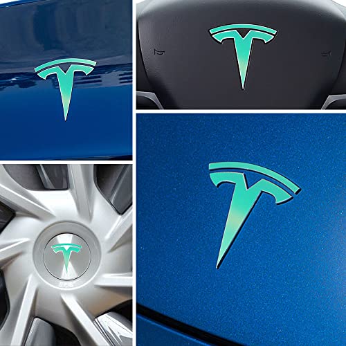 Image of IPG Compatible with Model Y Decal (8 Logo Set) Stickers Set Personalize Your Vehicle (Blue Coral)