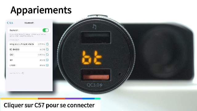 Transmetteur FM Bluetooth Vorstik QC3.0 Chargeur Voiture Mains Libres Double USB