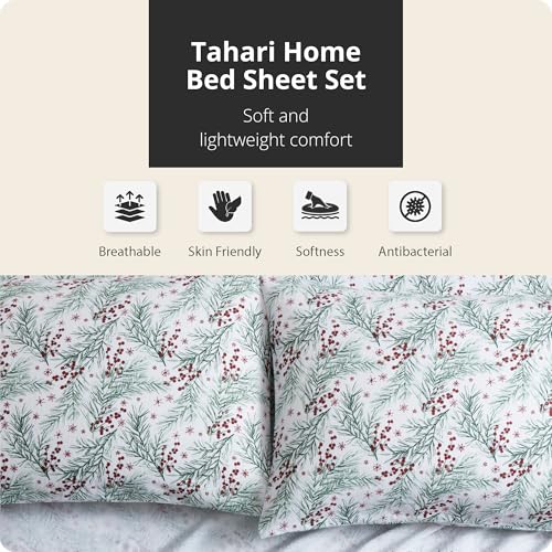 Image of Tahari Home Brushed Flannel 4-Piece Bedding Set, King, Pine Red