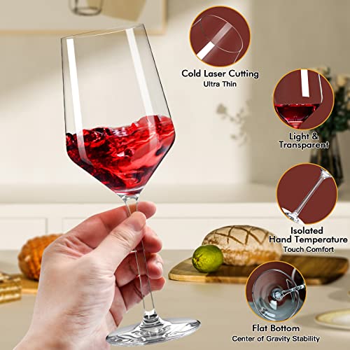 Onearf Wine Glasses Set Of 4,15Oz Hand Blown White And Red Wine Glasses.lead-Free Premium Crystal Clear Glass Burgundy Boardeaux Wine Glass Set For Daily Use Wedding Anniversary Or Birthday Gift #TOP1