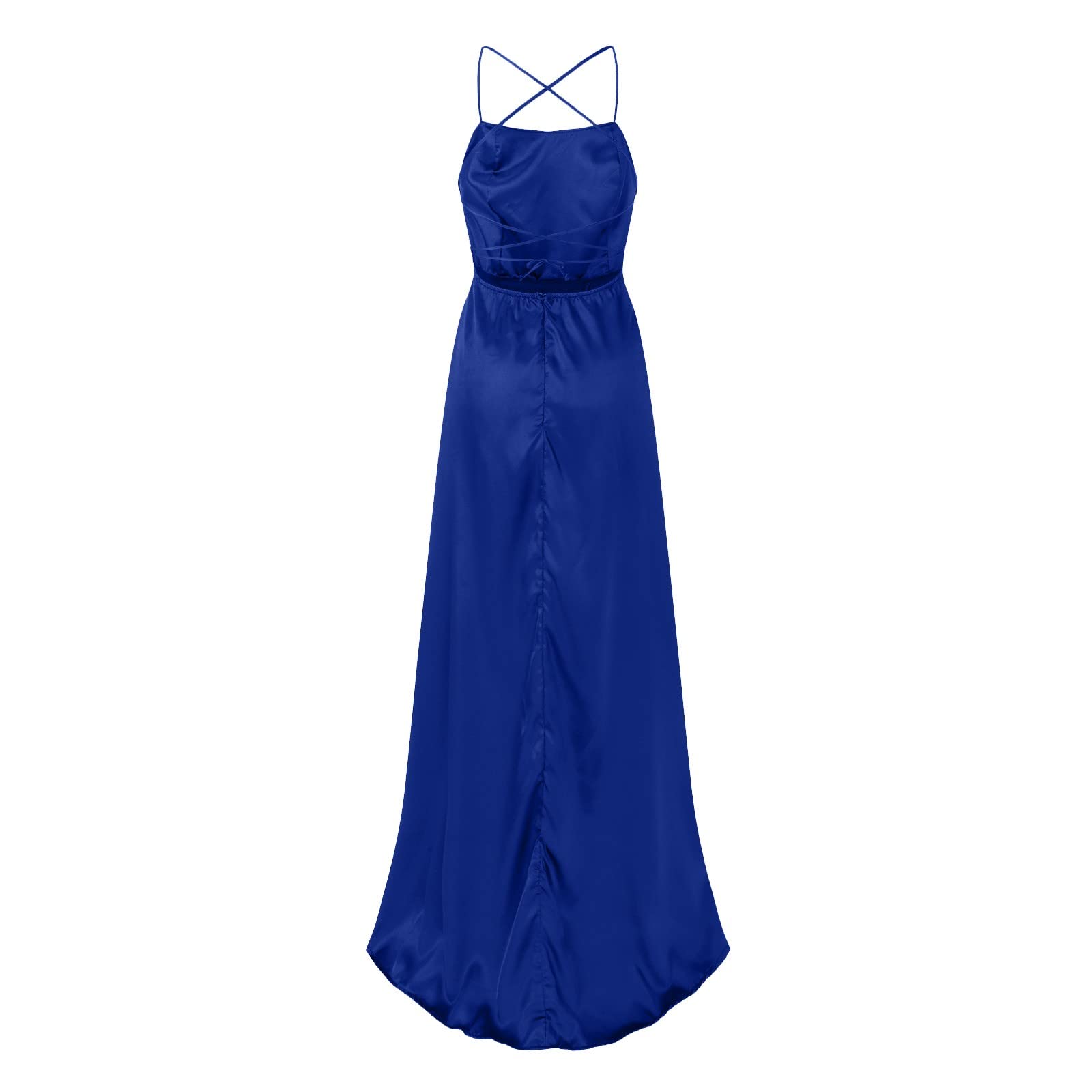 Generisch Kleid Elegant Damen Sommer Ballkleider Damen Lange Damen Elegant Neckholder Rückenfrei Lange KleiderCrisn Satin Spaghetti Party Abendkleid Seitenschlitz Hochzeit Rotes Tüllkleid Damen