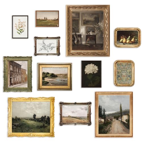 KBKBART Vintage Wall Art Prints, French Country Wall Decor Countryside Landscape Antique Canvas Painting, Vintage Botanical Art Prints, Rustic Farmhouse Decor Wall Art for Bathroom, Bedroom Gallery-UNFRAMED
