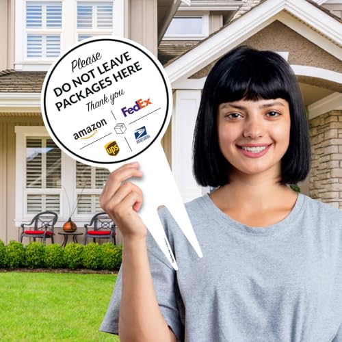 Image of Package Delivery Sign, Delivery Instructions Do Not Leave Package Here Sign, 7x13 Inches Round Shape, Aluminum Composite Made in USA by Sigo Signs