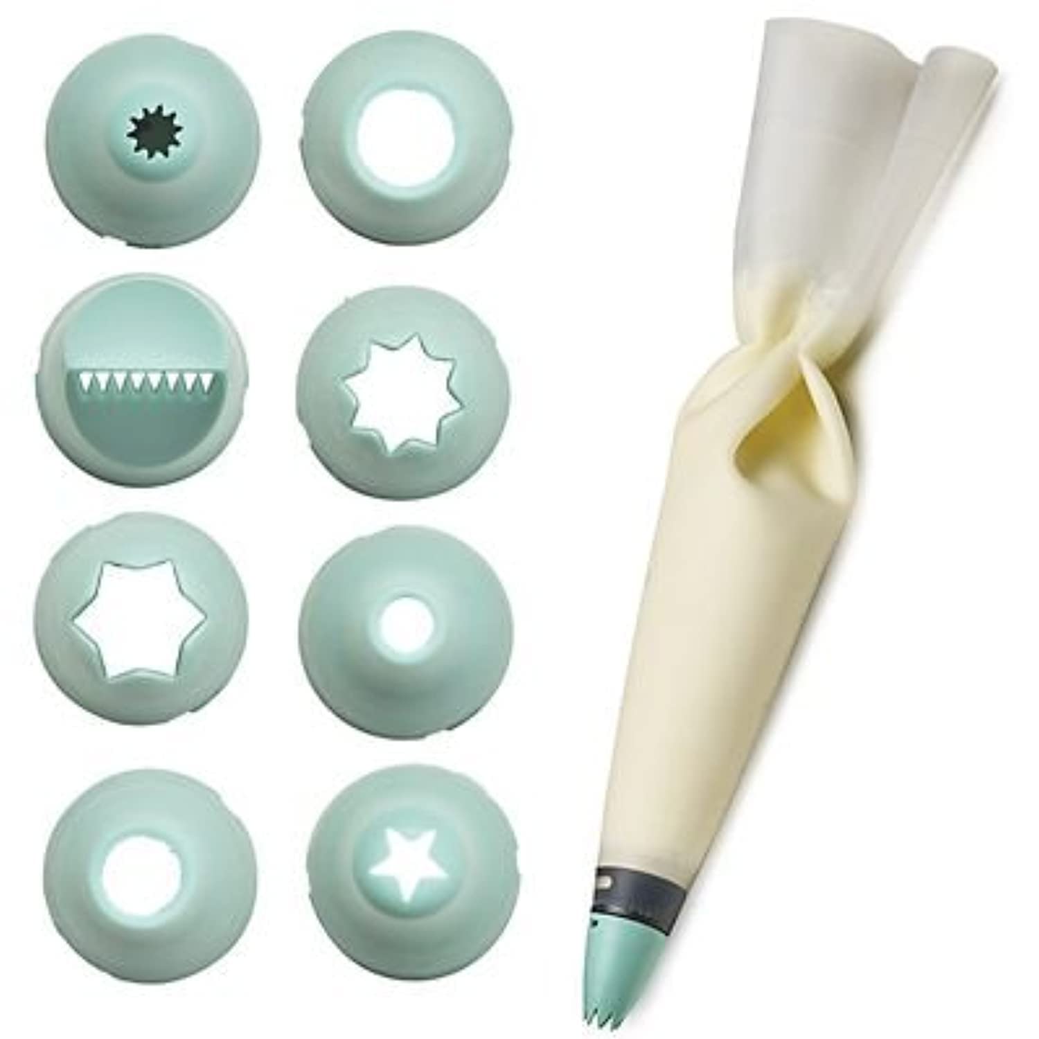 LAKELANDSilicone Piping Bag with Built-In Coupler and 8 Nozzle
