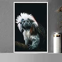 Framed Canvas Wall Art Monkey Animals Expressive Farmhouse/Country Living Room Monkey Multicolor Photography - 16x24 inches