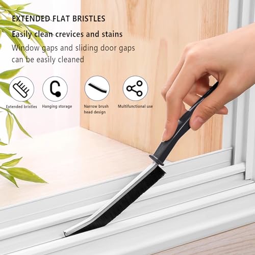 Image of jiuhao Crevice Cleaning Brush,2Pcs Bathroom Toilet Tile Door Window Groove Car Various Gap Cleaning Brush,Hard Bristle Scrubbing Narrow Crevice Cleaning Pro Tool,Small Cleaning Brush for Home Kitchen