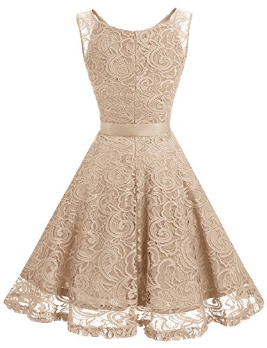 Image of Dressystar Women's Floral Lace V Neck Short Bridesmaid Cocktail Party Dress