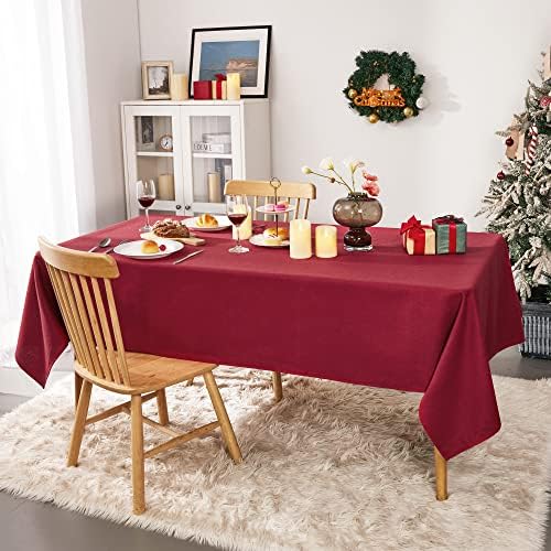 Amazon Brand - Umi Tablecloth Wipeable Faux Linen Water Resistant Tablecloth Rectangular Table Cover for Birthday 137x200cm Taupe