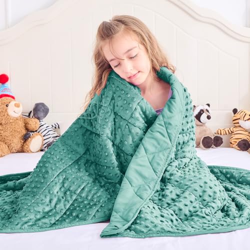 Image of Teal Weighted Blanket 10lbs, 40 inchx60 inch, Twin Size Cooling Minky Heavy Throw Blanket for 80-120lbs, Soft Winter Thick Big Blankets Weighted Comforter Gift