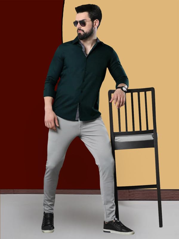 Image of Pinkmint Combo of Men Casual Cotton Blend Full Sleeves Formal Regular Slim Fit Plain Office Shirts