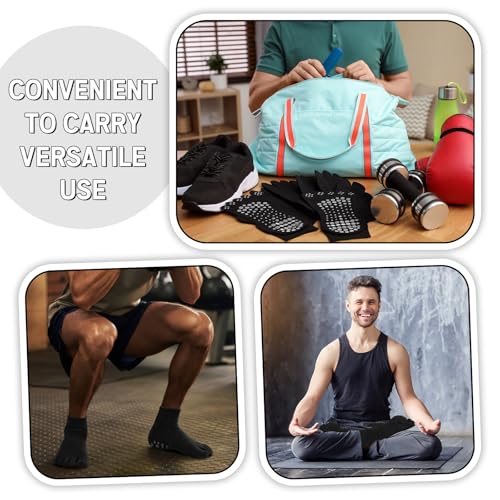 Image of 6 Pairs Men Grip Toe Socks with Cushion Cotton Non Slip Finger Sport Socks for Yoga, Pilates, Gym, Soccer, Basketball