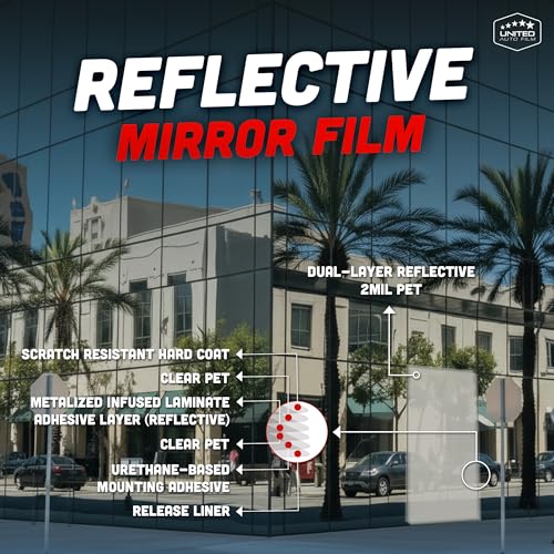 Vinilo Reflectivo para Ventanas, Plata-Negro 5%, 60 in x 100 ft miniatura 2