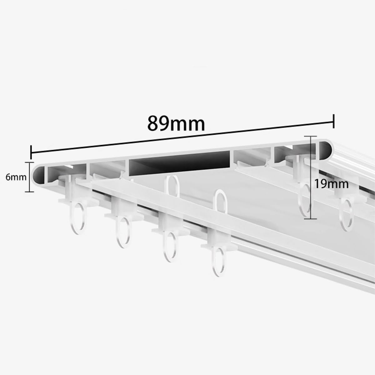 Sistema di aste per tende a doppio binario in alluminio con rulli silenziosi, perfetto per divisori in salotti, camere da letto, ospedali e docce (2,4 m)