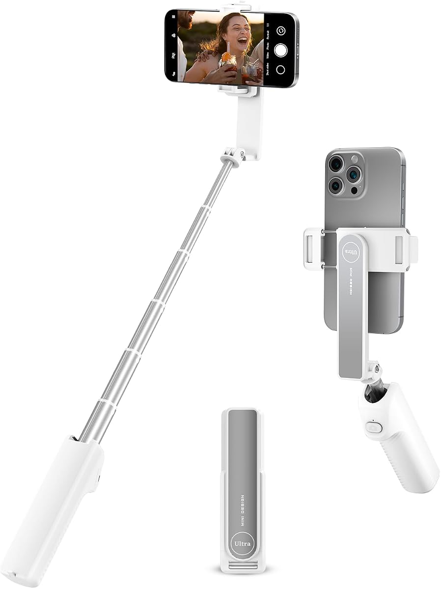 Aluminum Alloy Wireless Selfie Stick, Lightweight Extendable Pocket-Size Phone Stick with Remote, Compact Travel Selfie Stick Compatible with 4–7" Smartphones for Vlog/Filming