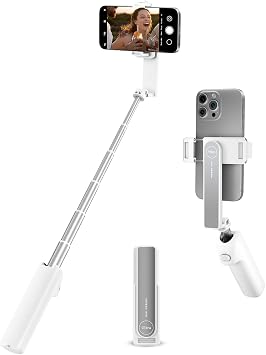 Viozon Aluminum Alloy Wireless Selfie Stick, Lightweight Extendable Pocket-Size Phone Stick with Remote, Compact Travel Selfie Stick Compatible with 47" Smartphones for Vlog/Filming