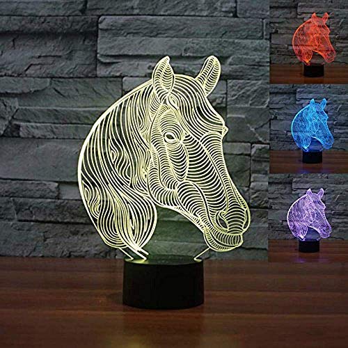 Preisvergleich Produktbild 3D Slideshow3D Tier Pferd Nachtlicht 7 Farbkonvertierung Led Schreibtischlampe Acryl Lampenschirm Abs Basis Usb Ladegerät Familie Dekoration Spielzeug Geburtstagsgeschenk Für Kinder