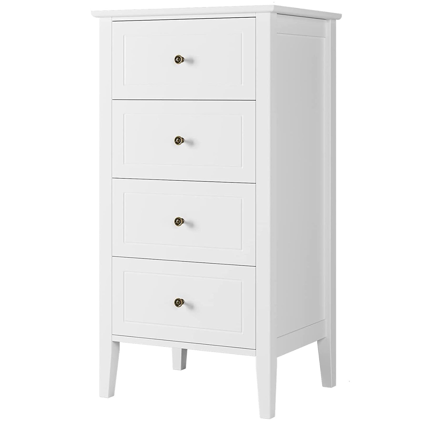 FOREHILL Sinfonier Dormitorio Alto Comodas y Cajoneras Dormitorio 4 Cajones | Comoda, Sinfonier Blanco, Cajonera Blanca, para Salón, Baño, Madera, 50x40x95cm