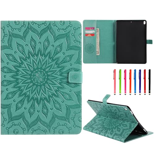 Étui iPad Pro 9,7 pouces vert avec rabat magnétique et pochette portefeuille