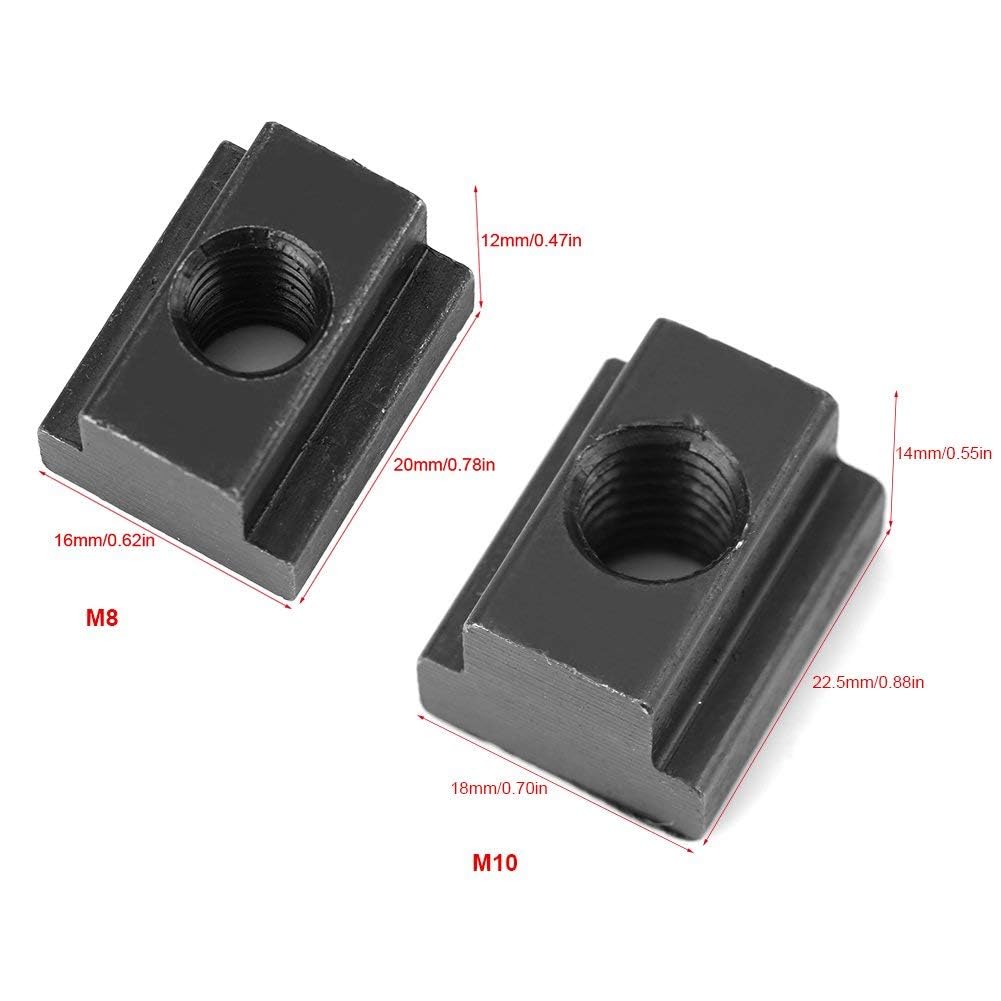 5 pcs Black Oxide Finish T Slot Nuts, T Sliding Nut Block Fit Into T-Slots in Machine Tool Tables Used for T-Slot Aluminum Extrusions (M10)