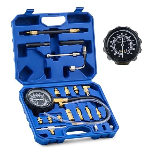 Orion Motor Tech Fuel Pressure Gauge - 0-140psi Fuel Gauge with Hoses & Adapters, Gasoline Pressure Tester