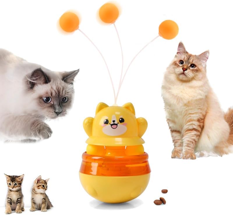 Juguete interactivo para gatos con varita teaser, dispensador de golosinas para rompecabezas (no incluye golosinas), juguete de enriquecimiento para