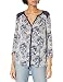 Lucky Brand Women's Plus Size Printed Woven Mix Top