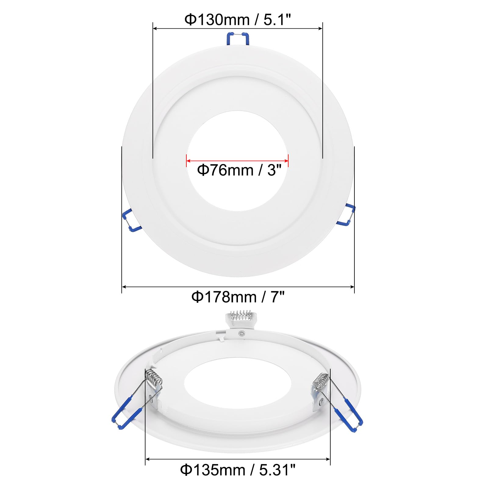 PATIKIL 5.1" ID Downlight Mounting Bracket with 3" ID 3.9" OD Metal Goof Trim Ring Light Fixture Recessed Can Decorative Cover for Ceiling Downlight - Image 2