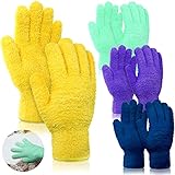 4 Pairs Microfiber Auto Dusting Cleaning Gloves Washable Cleaning Mittens for Kitchen House Cleaning Cars Trucks Mirrors Lamps Blinds Dusting Cleaning (Green, Dark Blue, Yellow, Purple)