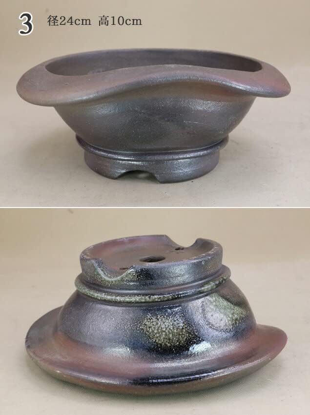 信楽焼 竹鳳作 手造り 焼締外縁丸鉢（径23~24.5cm）いよじ園 ▼ご選択ください,6 【贈り物】