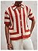 BEAUDRM Men's Striped Knit Shirts Short Sleeve Button Down Shirt Crochet Hollow Out Summer Beach Top Vintage Vacation Wear Red and White Medium
