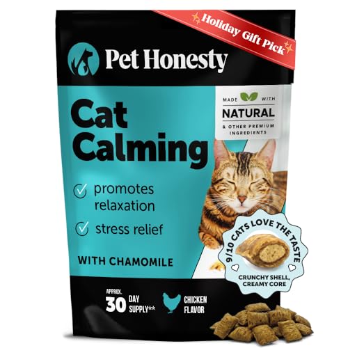 Calming Chews for Cats - Cat Anxiety Relief + Helps Reduce Stress - Behavioral Support & Promotes Relaxation for Travel, Boarding, Vet Visits, Separation Anxiety - Chicken (30-Day Supply)