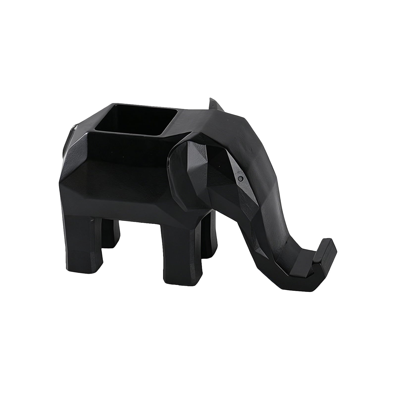 Kaeltsyn Elephant Shape Resin Phone Stand with Built in Pen Storage Container Decorative Resin Pen Cup for Desk Organization Multifunctional Desk Planner