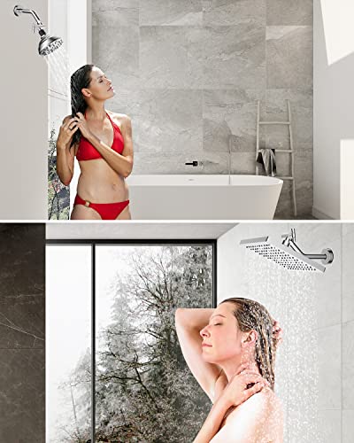 Hibbent All Metal Shower Head Elbow Adapter, Stainless Steel 360 ° Adjustable Swivel Shower Head Adapter, Shower Arm Extension For Fixed And Rain Shower Head, Wall Mounted Shower Arm Connector, Chrome #TOP6