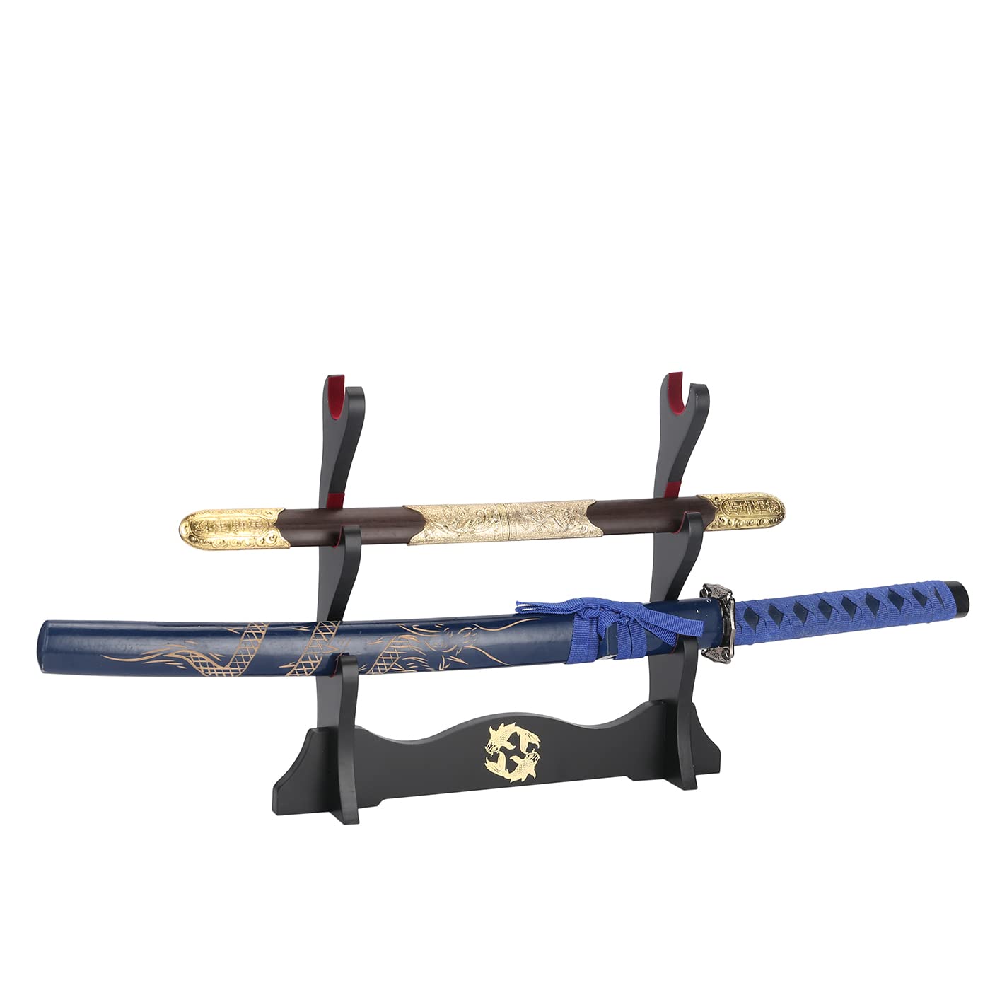 Supporto per Spada Supporto per Katana Imbottito in Velluto Giapponese Supporto per espositore per Samurai Tanto Sword Yin e Yang,3 Tier